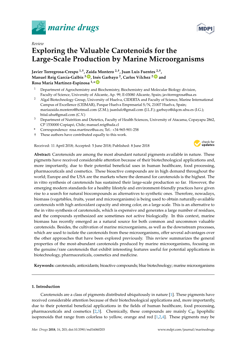 Exploring the Valuable Carotenoids for the Large-Scale Production by Marine Microorganisms