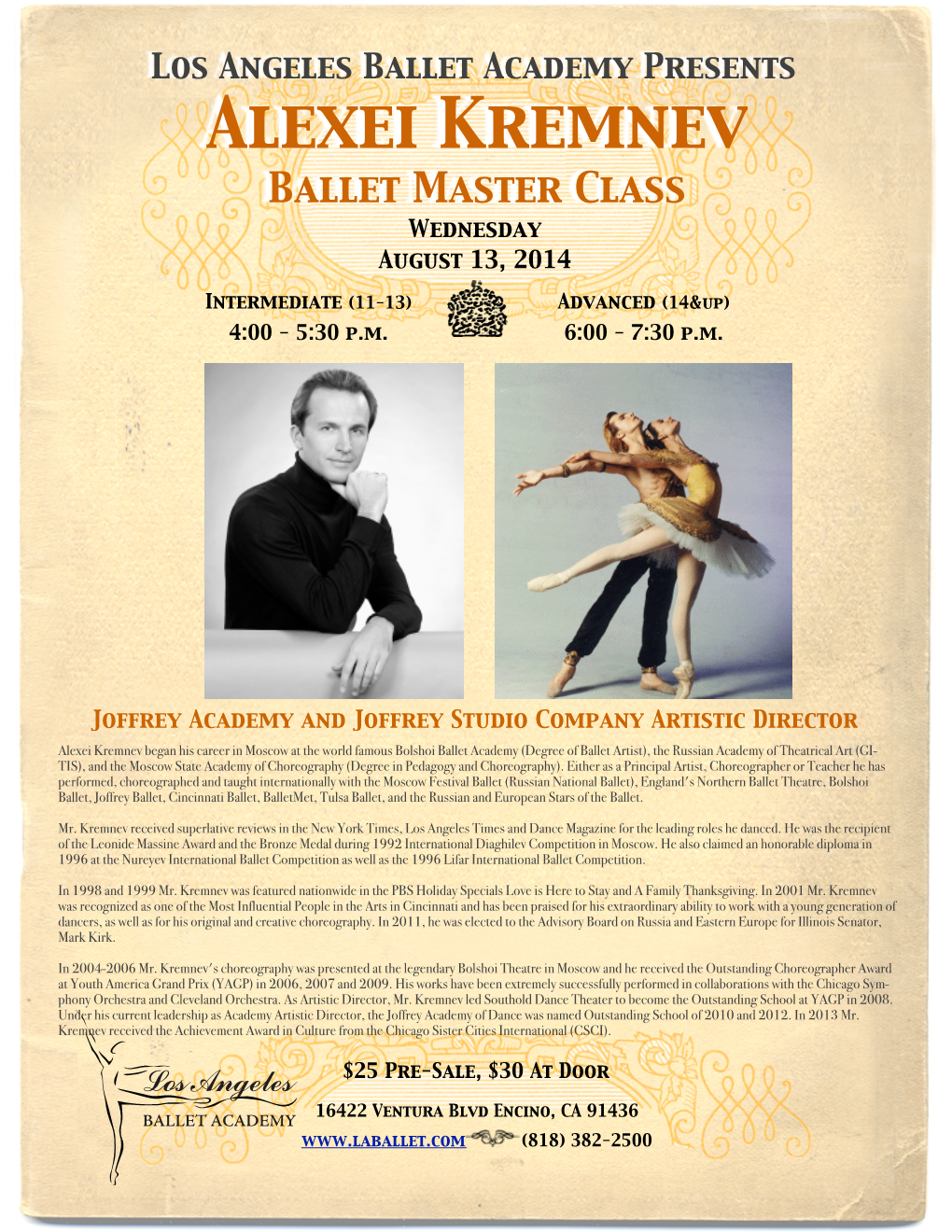 Alexei Kremnev Ballet Master Class Wednesday August 13, 2014