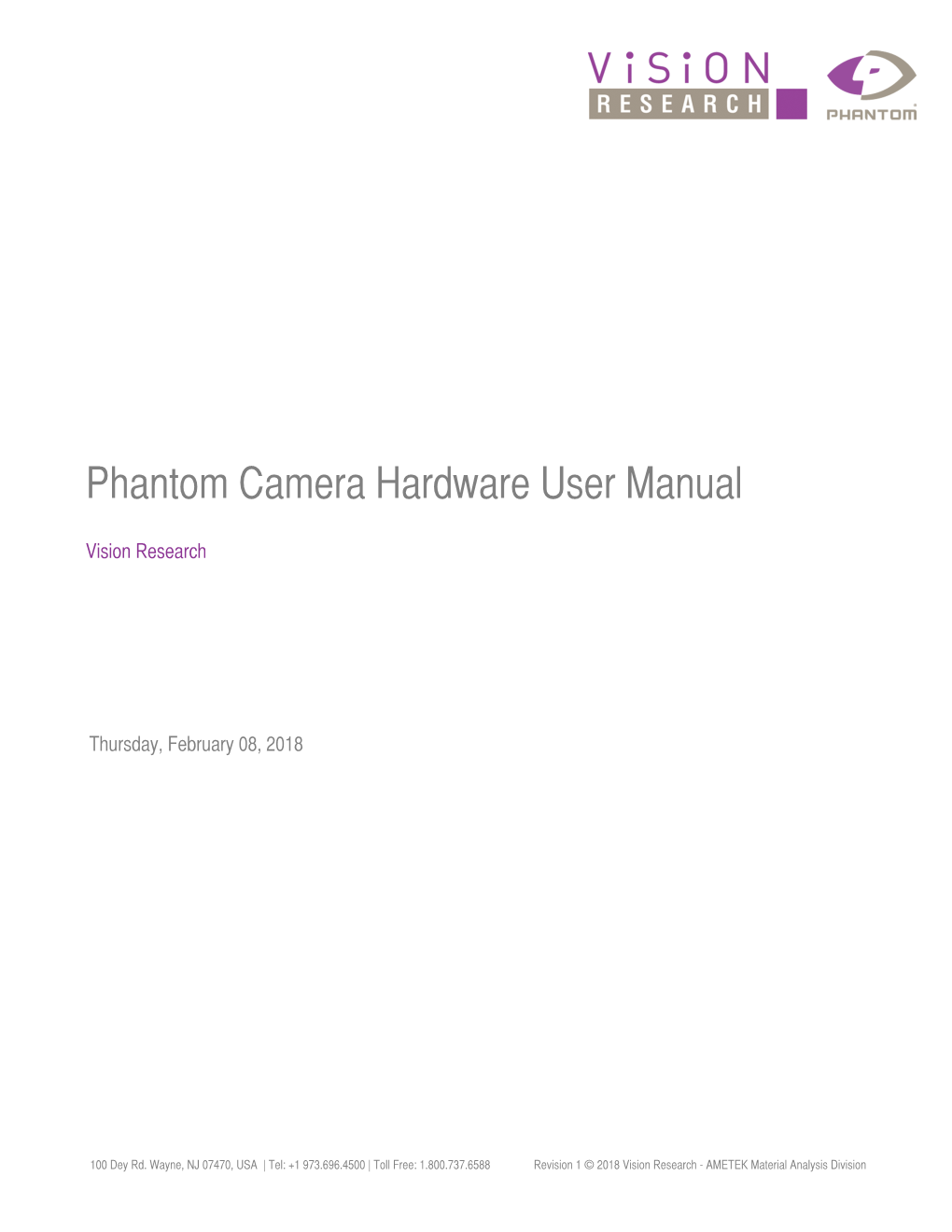 Phantom Camera Hardware User Manual