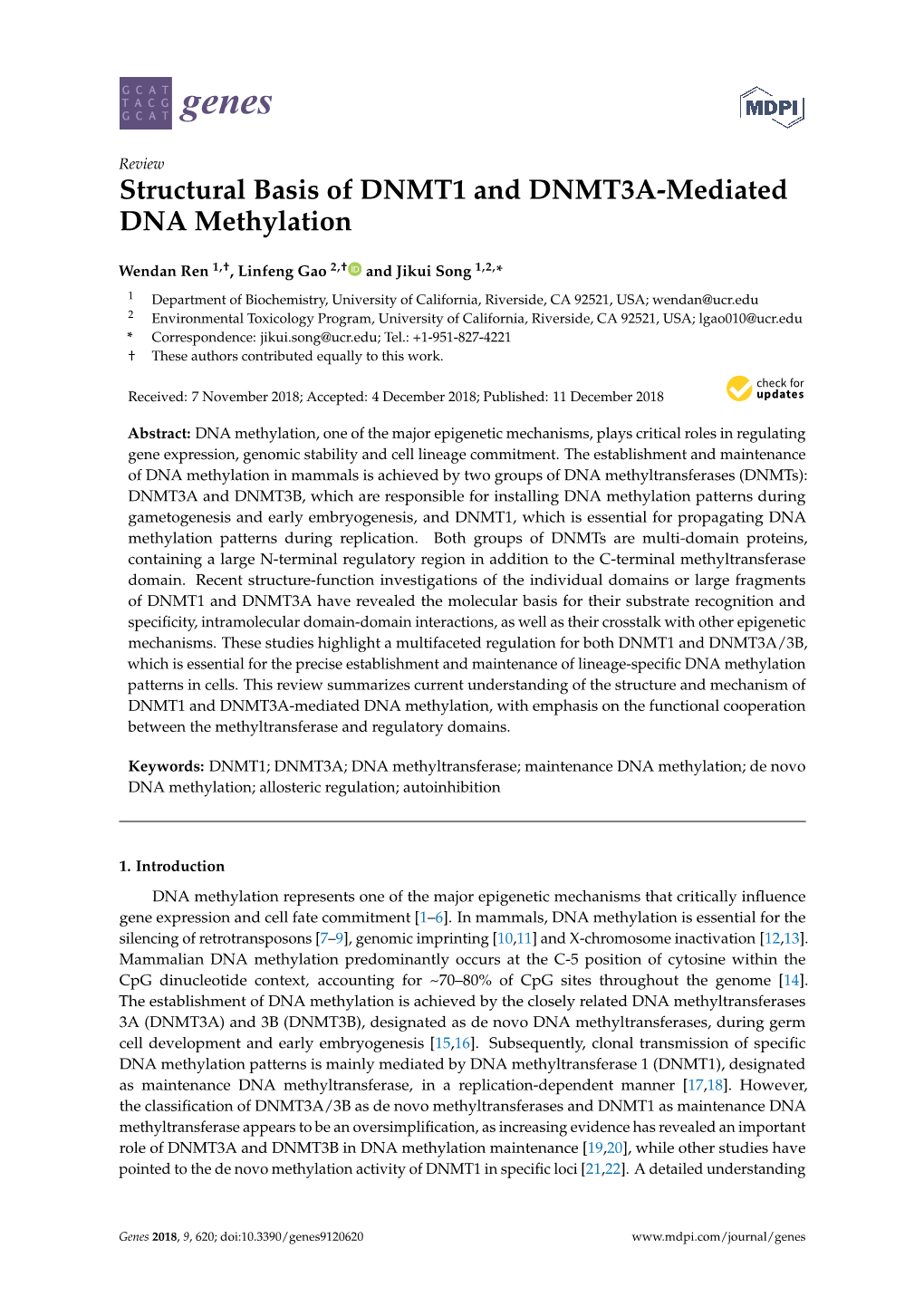Structural Basis of DNMT1 and DNMT3A-Mediated DNA Methylation