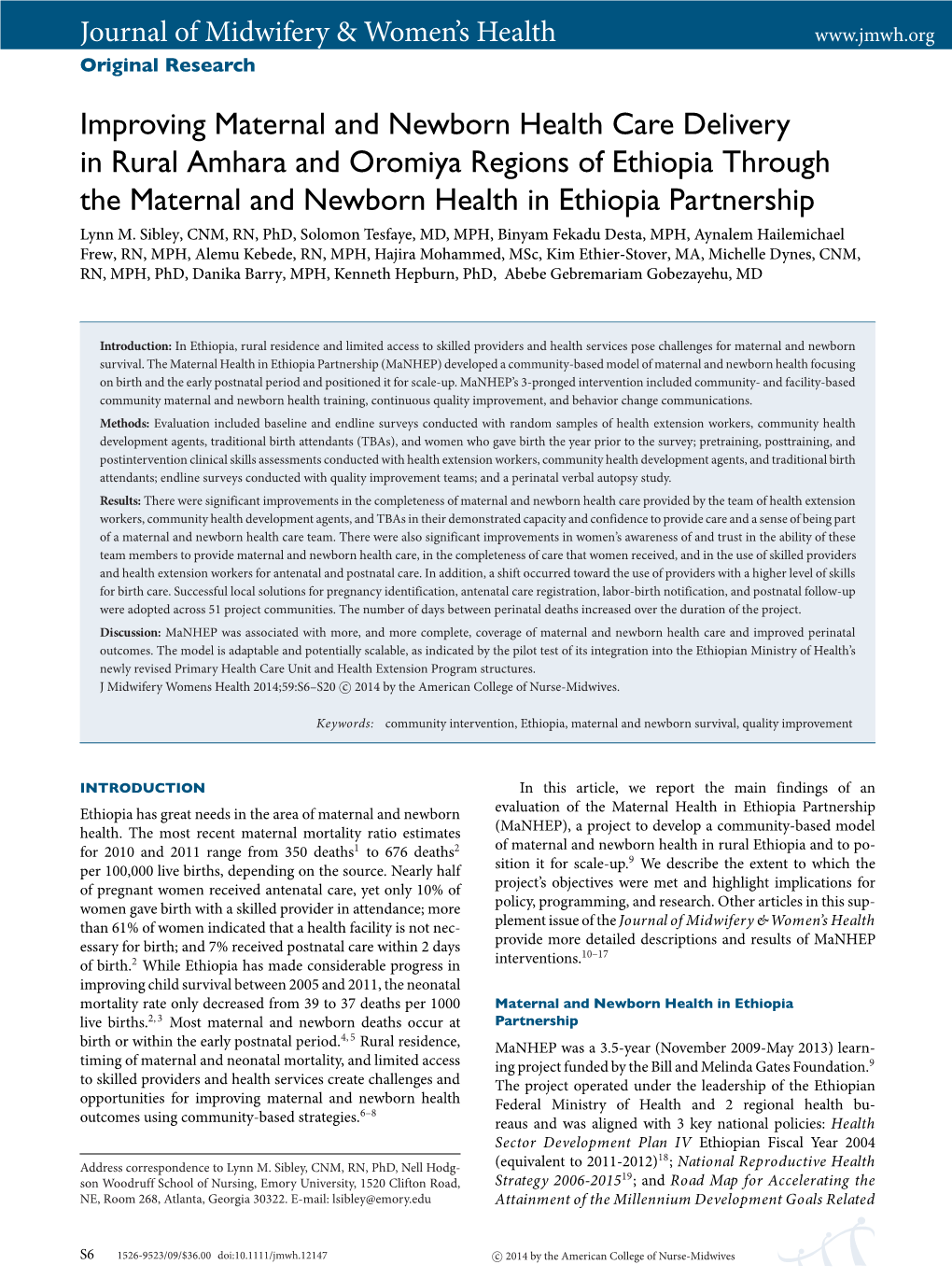 Improving Maternal and Newborn Health Care Delivery in Rural