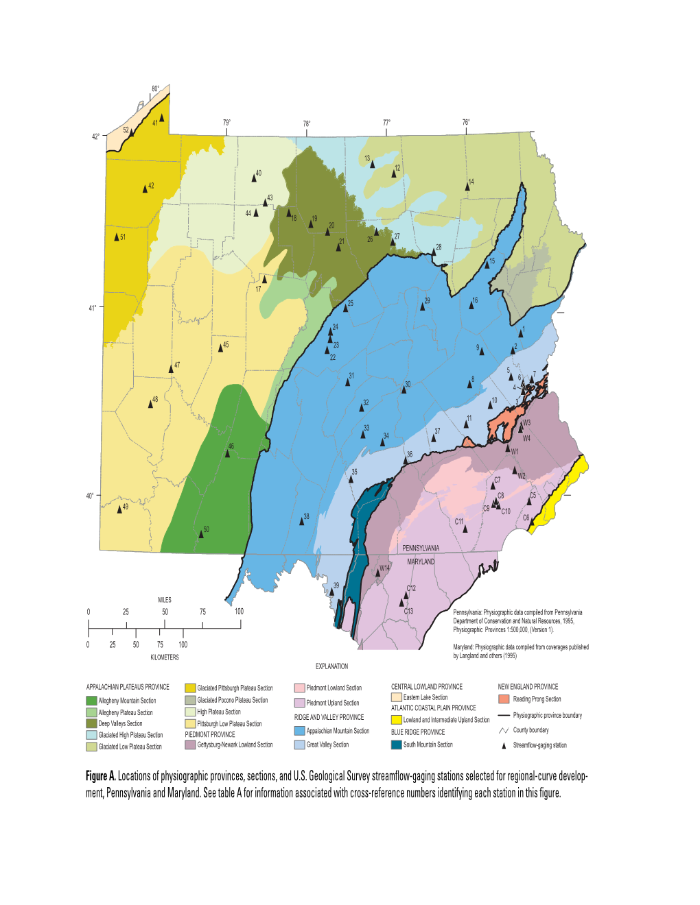Figure A. Locations of Physiographic Provinces, Sections, and U.S