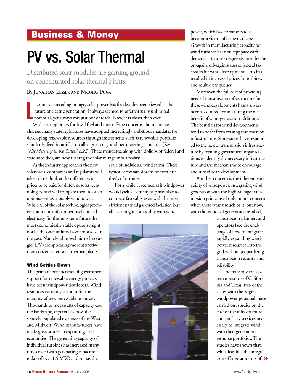 PV Vs. Solar Thermal