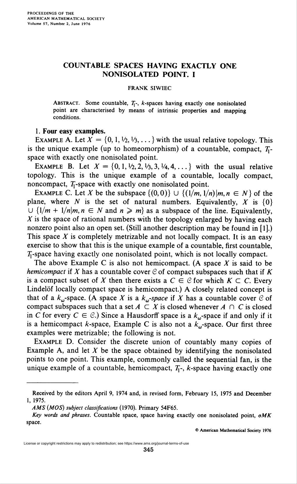 Countable Spaces Having Exactly One Nonisolated Point