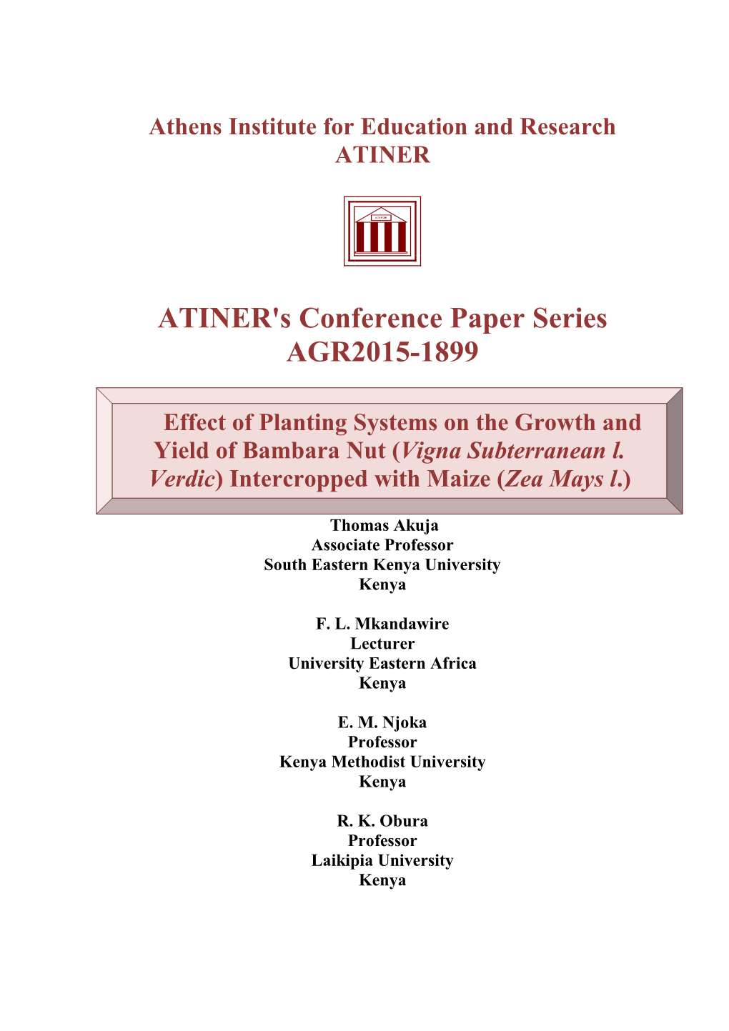 ATINER's Conference Paper Series AGR2015-1899