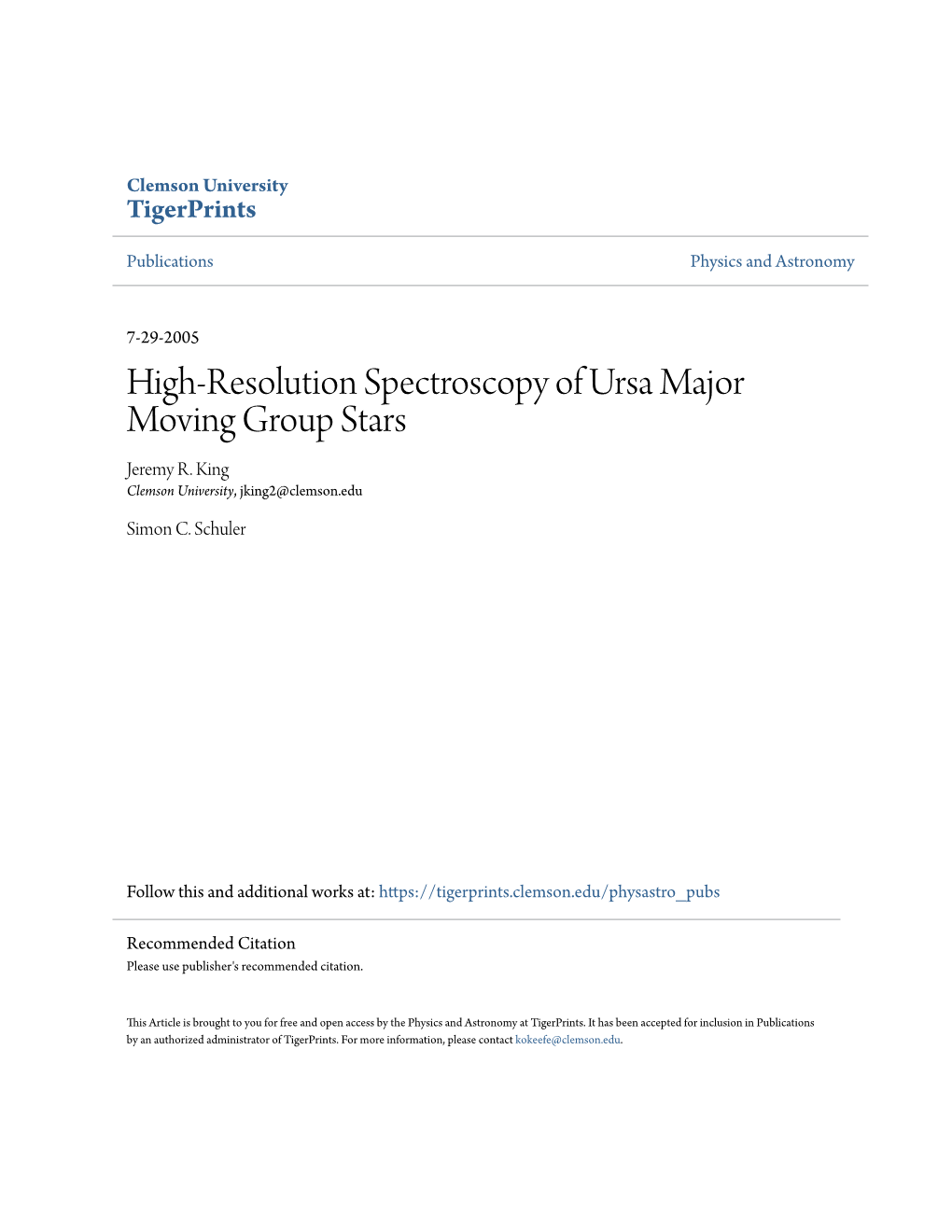 High-Resolution Spectroscopy of Ursa Major Moving Group Stars Jeremy R