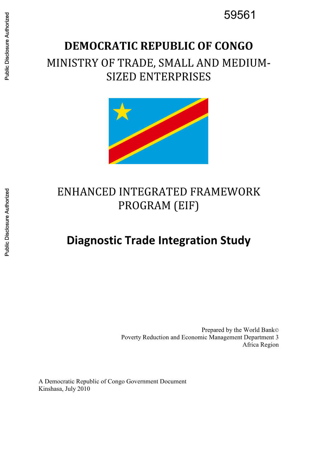 Democratic Republic of Congo Ministry of Trade, Small and Medium
