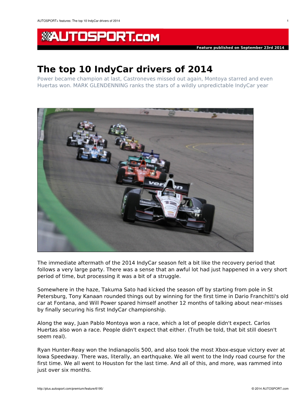 The Top 10 Indycar Drivers of 2014 1