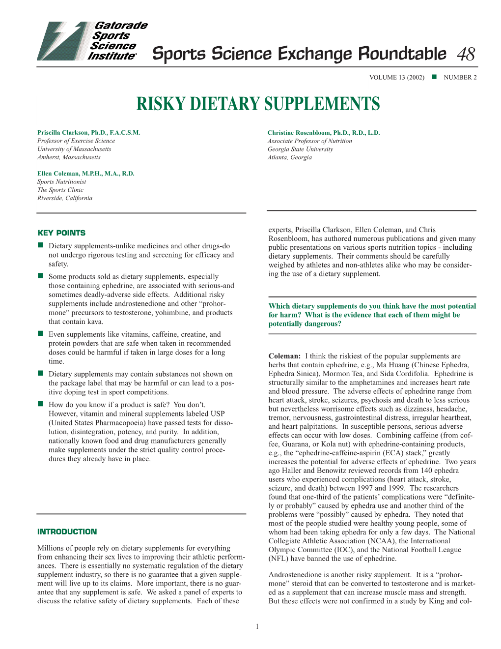 Risky Dietary Supplements