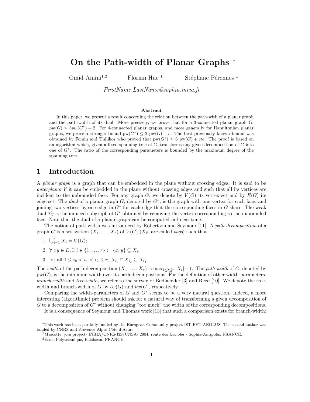 On the Path-Width of Planar Graphs ∗