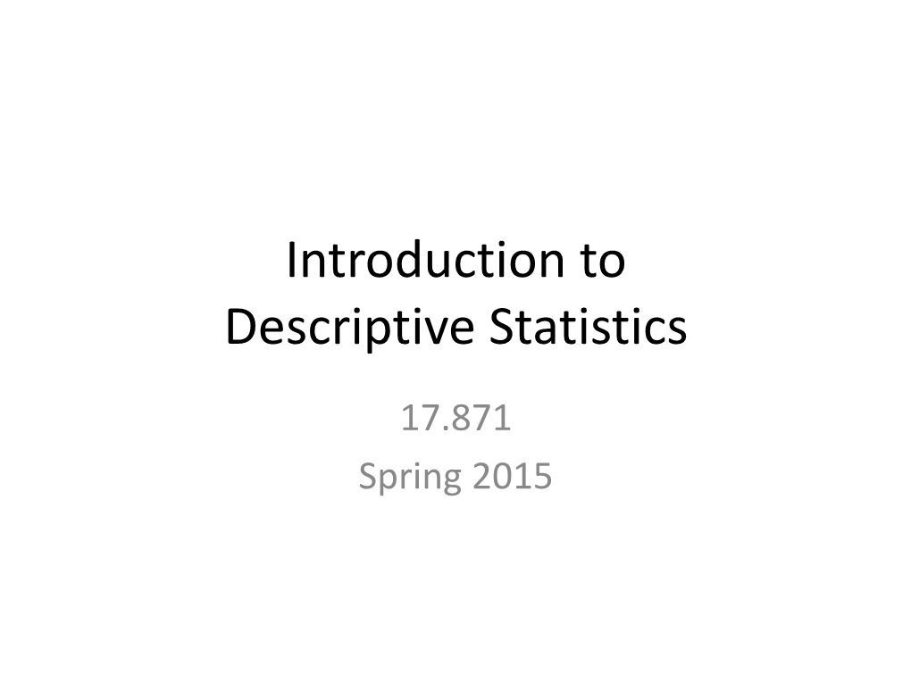 Descriptive Statistics