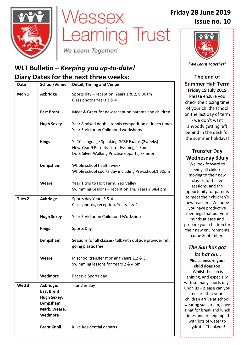 WLT Bulletin – Keeping You Up-To-Date!