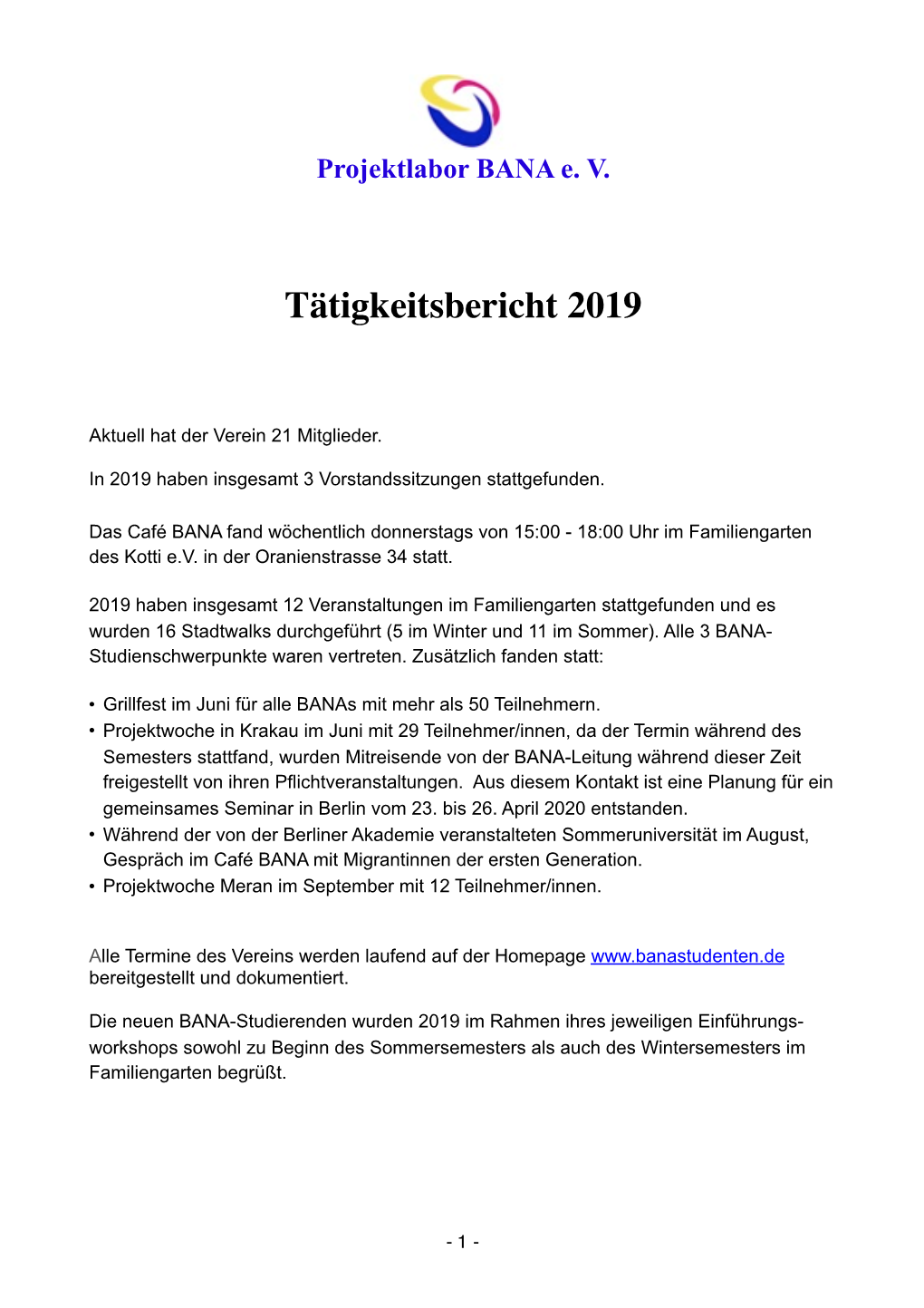 Rechenschaftsbericht 2019