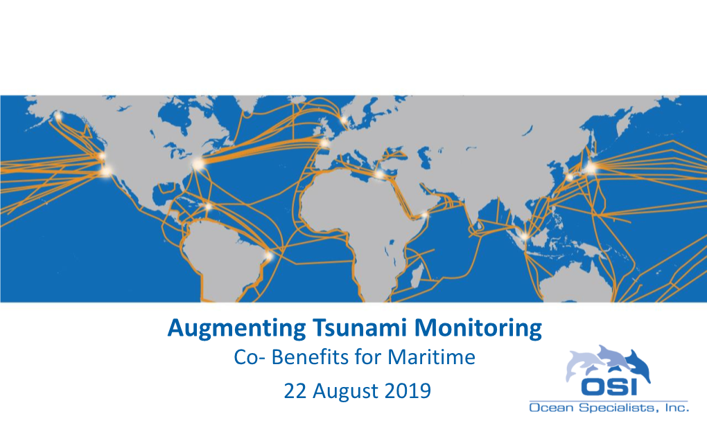 Augmenting Tsunami Monitoring Co- Benefits for Maritime 22 August 2019 Company Overview