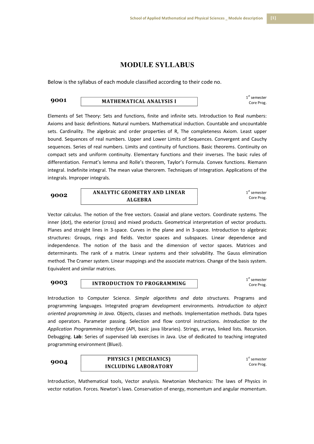 Module Syllabus