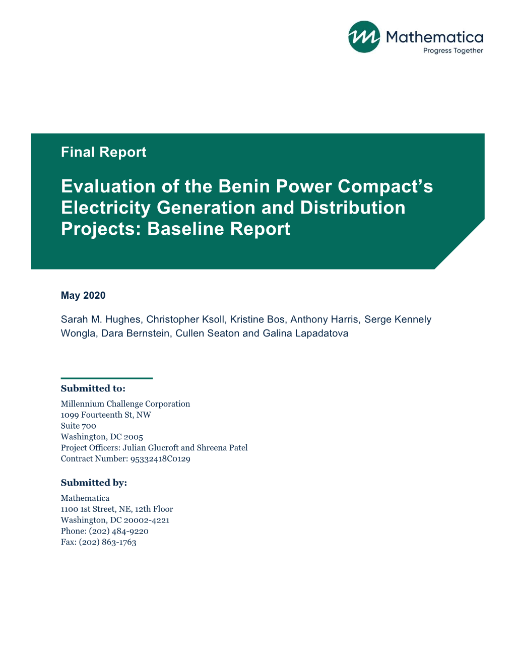 Evaluation of the Benin Power Compact's Electricity