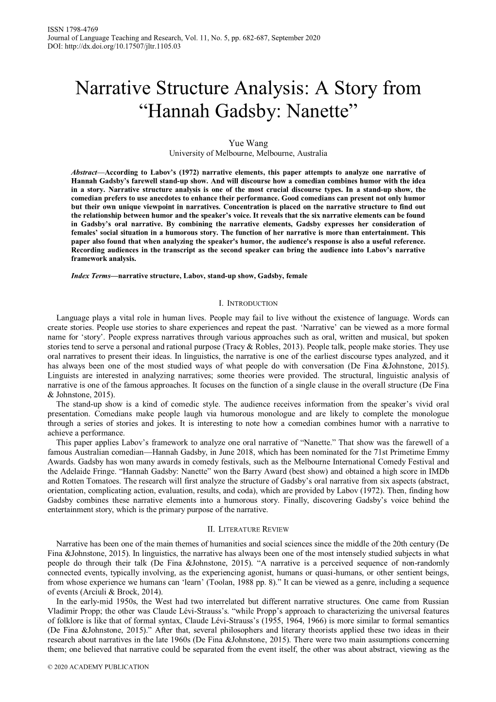 Narrative Structure Analysis: a Story from “Hannah Gadsby: Nanette”
