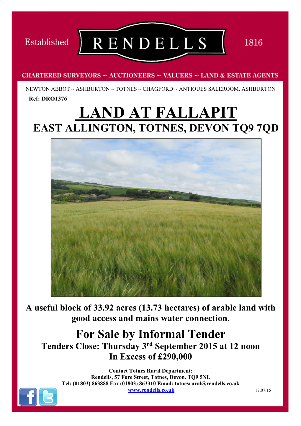 Land at Fallapit East Allington, Totnes, Devon Tq9 7Qd