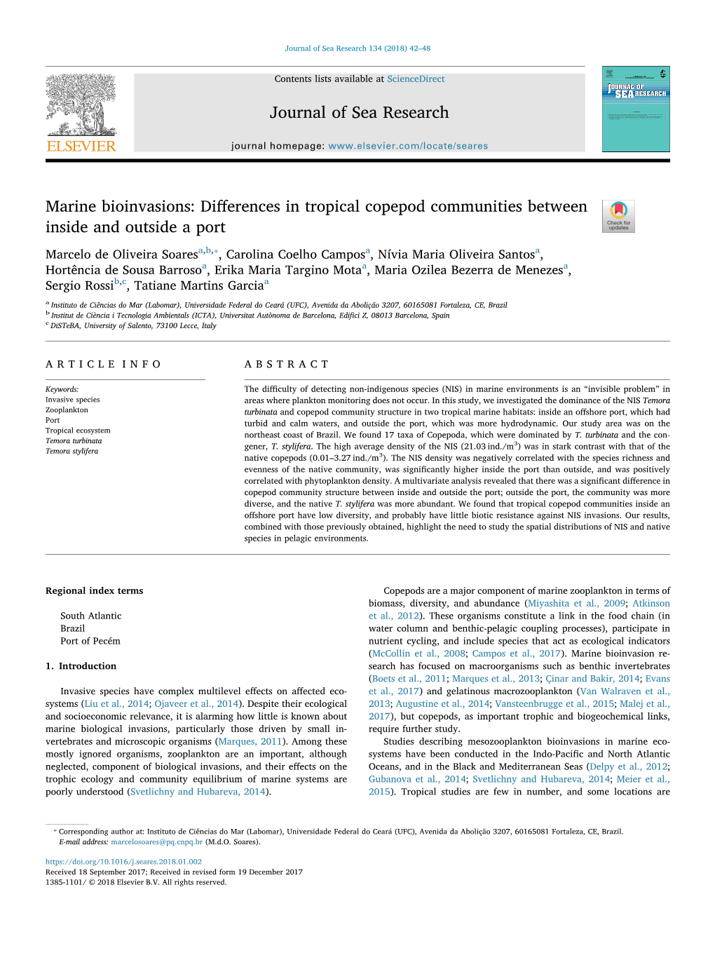 Marine Bioinvasions: Differences in Tropical Copepod Communities