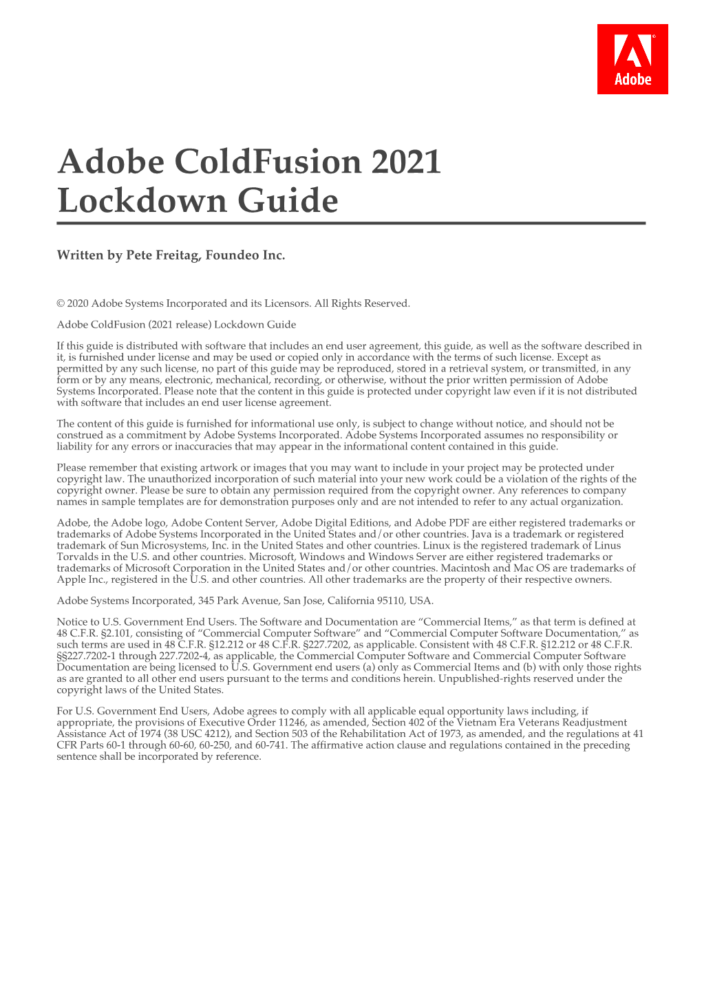 Coldfusion 2021 Lockdown Guide
