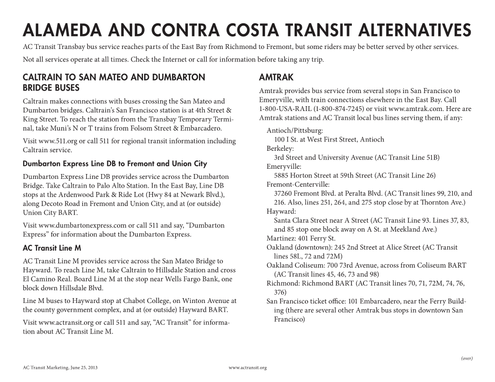 Alameda and Contra Costa Transit Alternatives