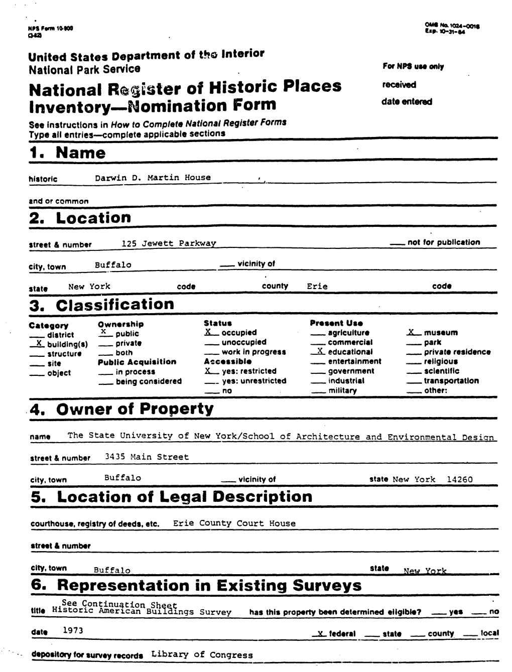 National Raster of Historic Places Inventory—Nomination Form 4