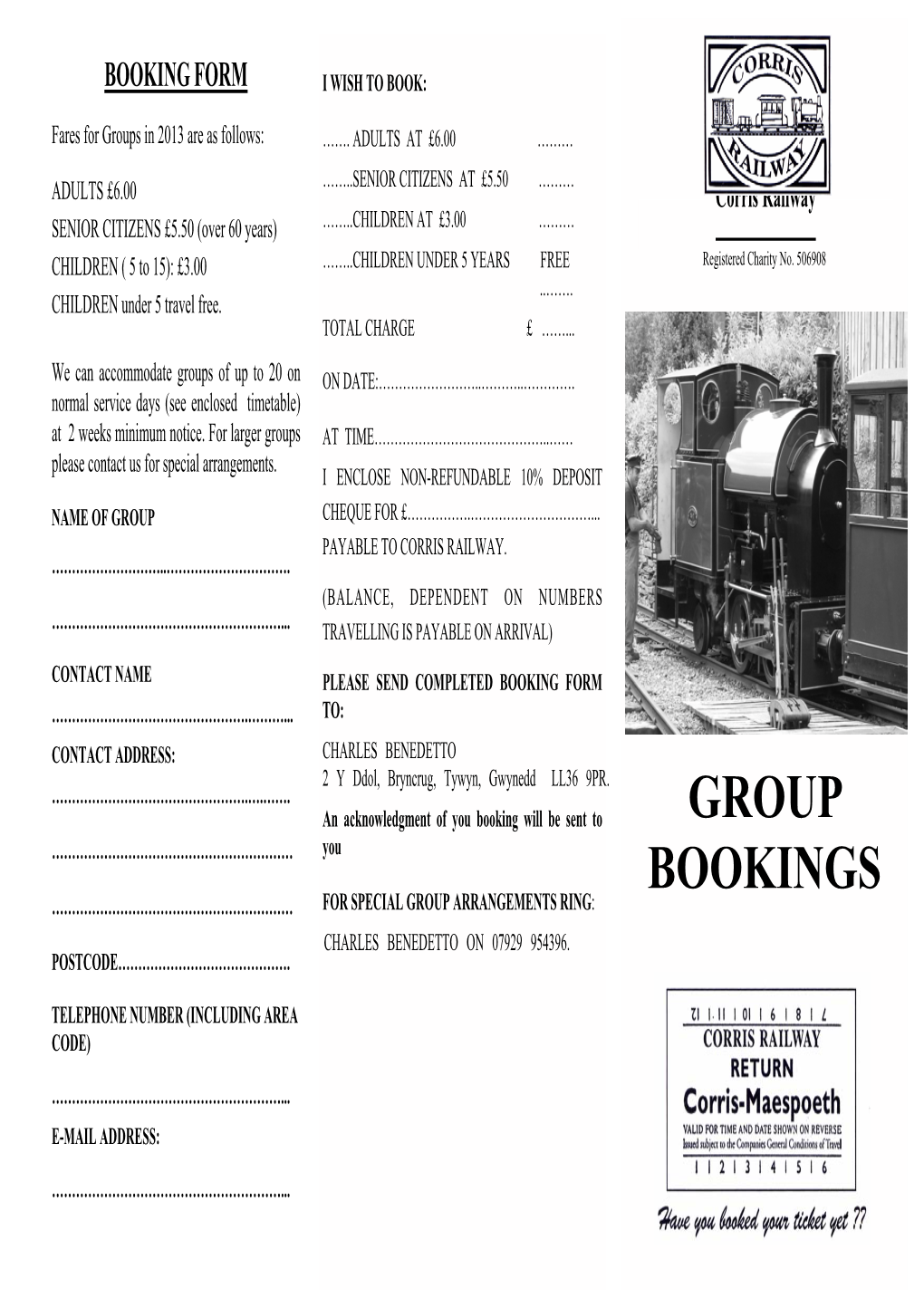 CORRIS GROUP BOOKING LEAFLET 2007.Pub