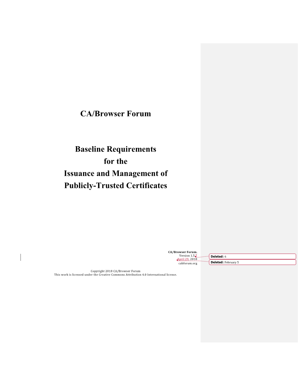 CA/Browser Forum Baseline Requirements for the Issuance and Management of Publicly-Trusted Certificates