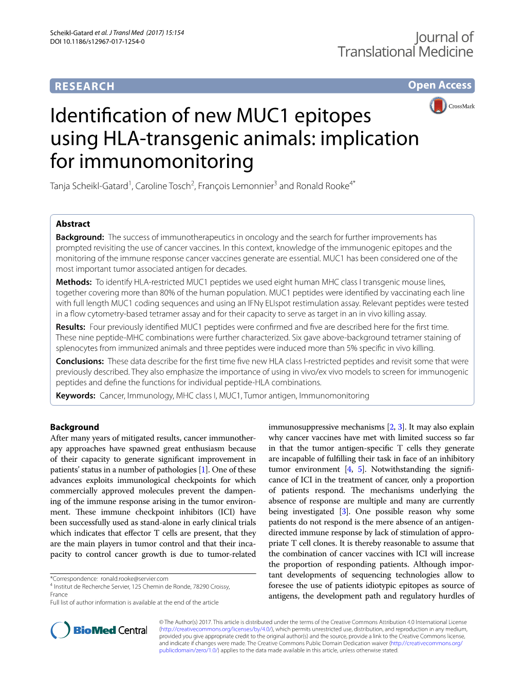 Identification of New MUC1 Epitopes Using HLA-Transgenic Animals