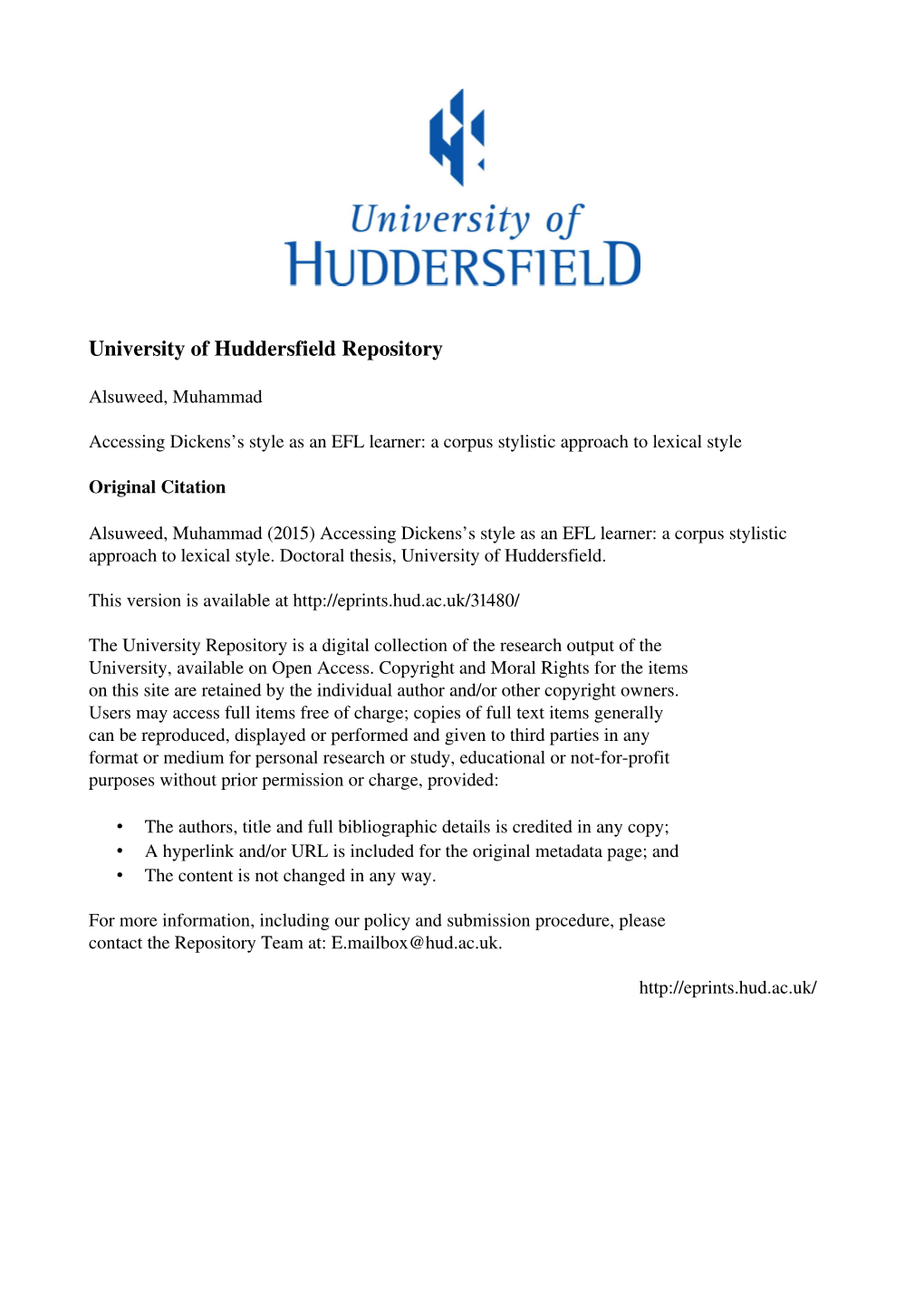 University of Huddersfield Repository