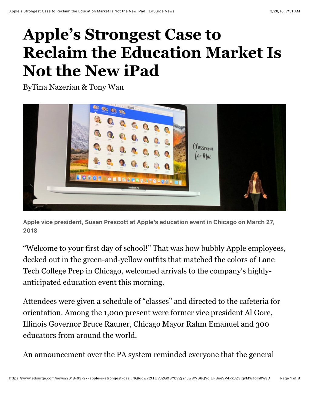 Apple's Strongest Case to Reclaim the Education Market Is Not the New