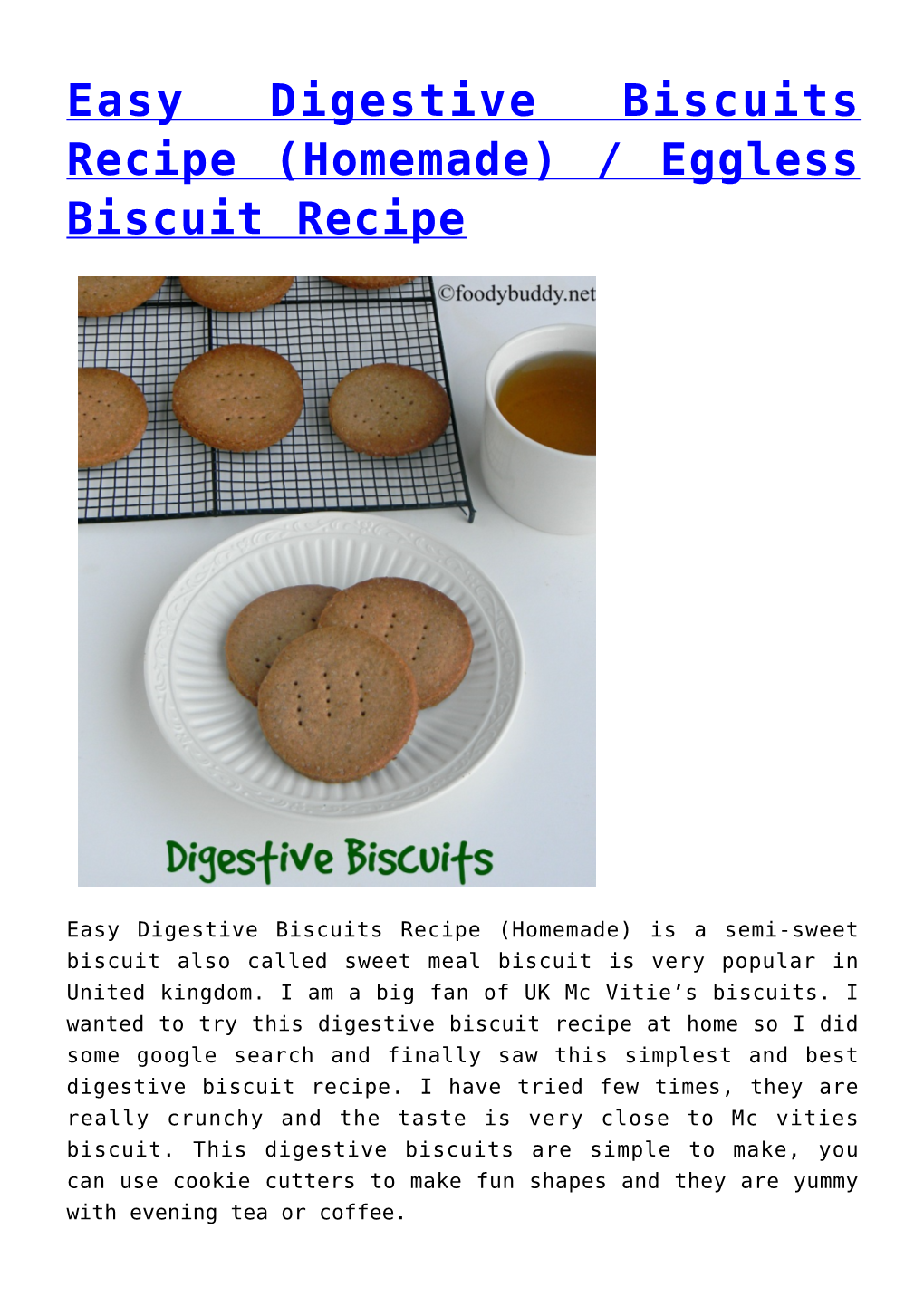 Easy Digestive Biscuits Recipe (Homemade) / Eggless Biscuit Recipe