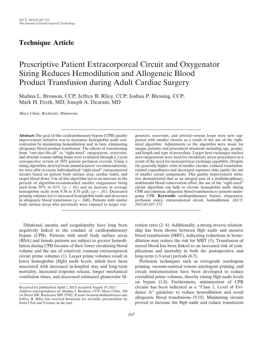 Prescriptive Patient Extracorporeal Circuit and Oxygenator Sizing Reduces Hemodilution and Allogeneic Blood Product Transfusion During Adult Cardiac Surgery