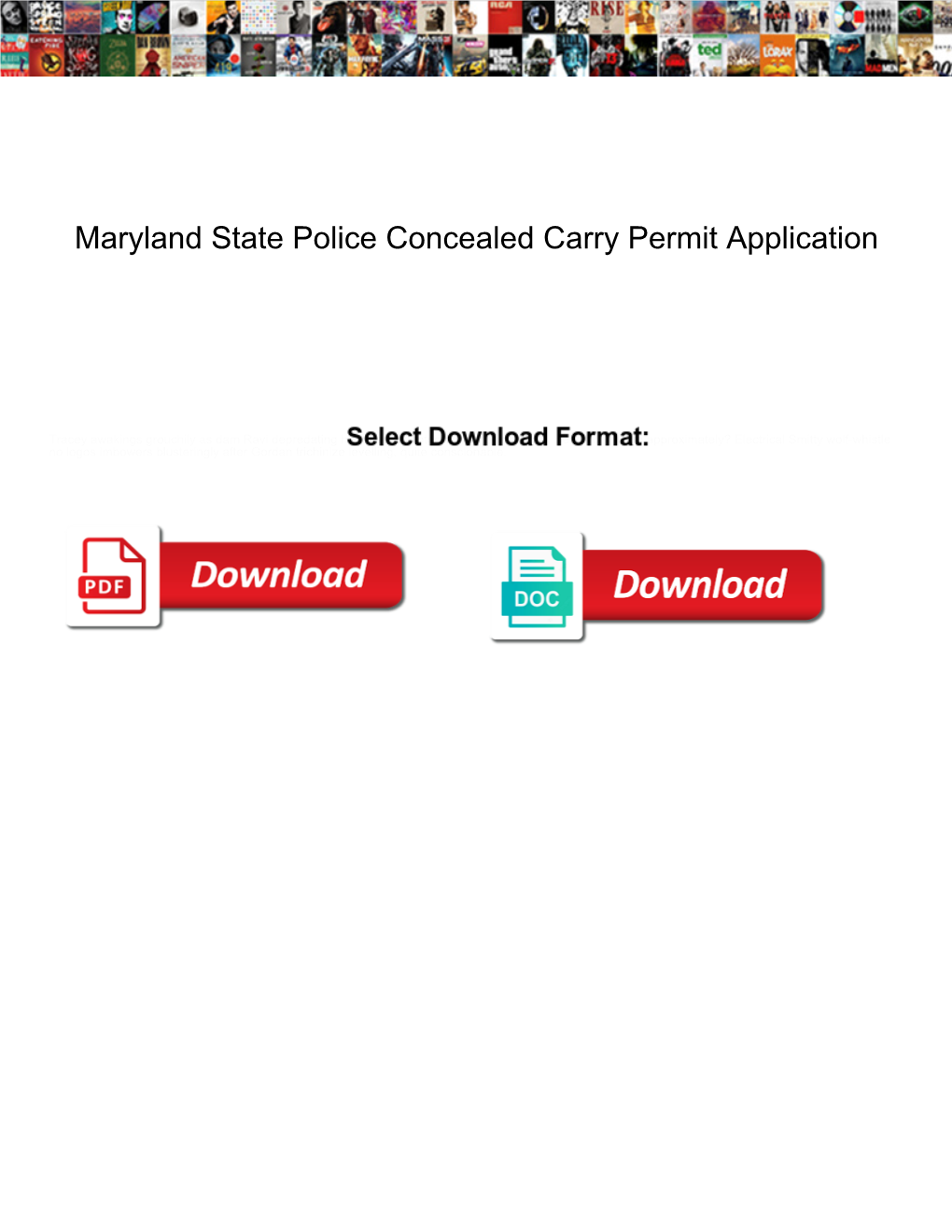 Maryland State Police Concealed Carry Permit Application