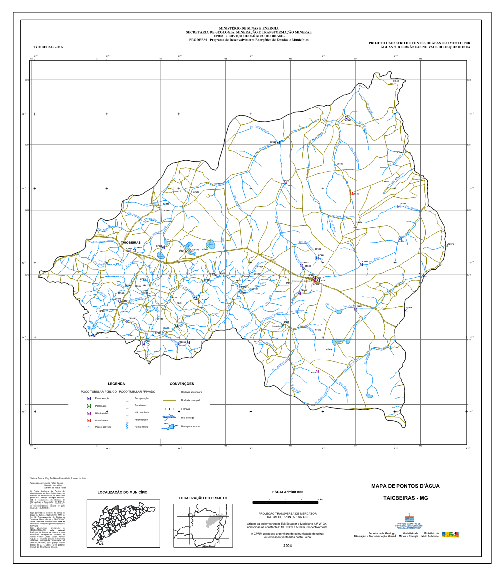 Mapa De Pontos D'água Taiobeiras