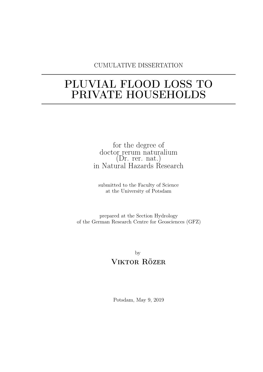 Pluvial Flood Loss to Private Households