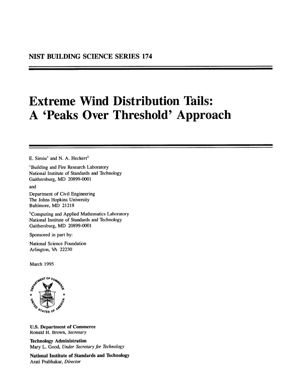 Extreme Wind Distribution Tails: a 'Peaks Over Threshold' Approach