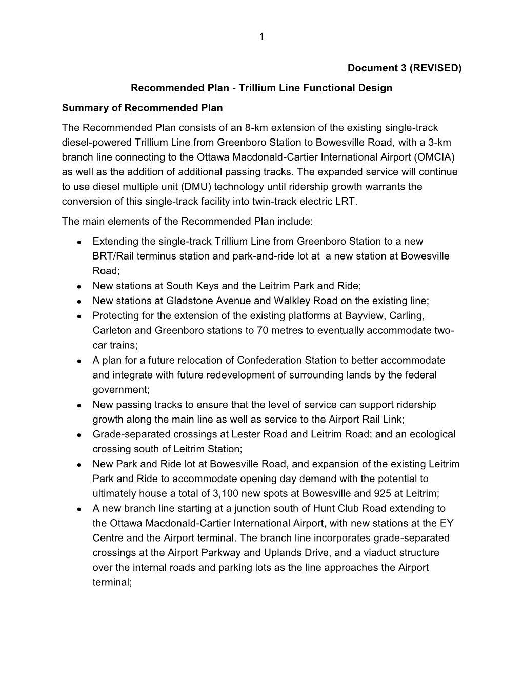 Trillium Line Functional Design Summary of Recommended Plan