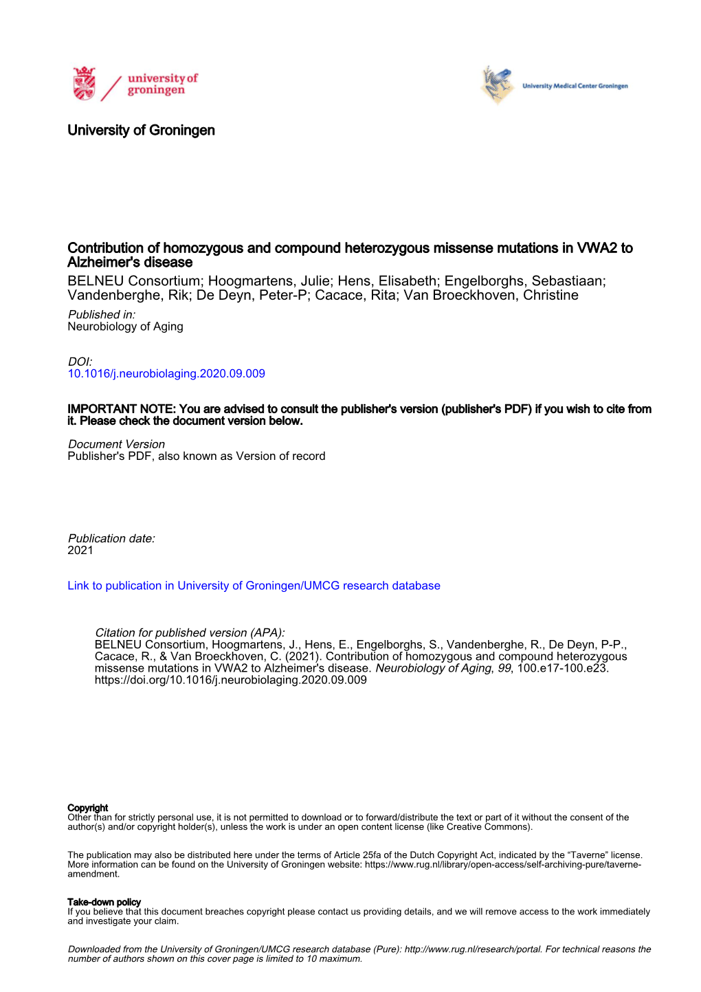 Contribution of Homozygous and Compound Heterozygous Missense