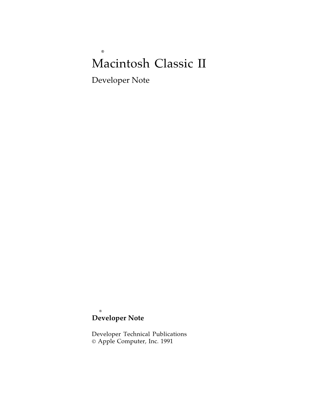 Macintosh Classic II Developer Note