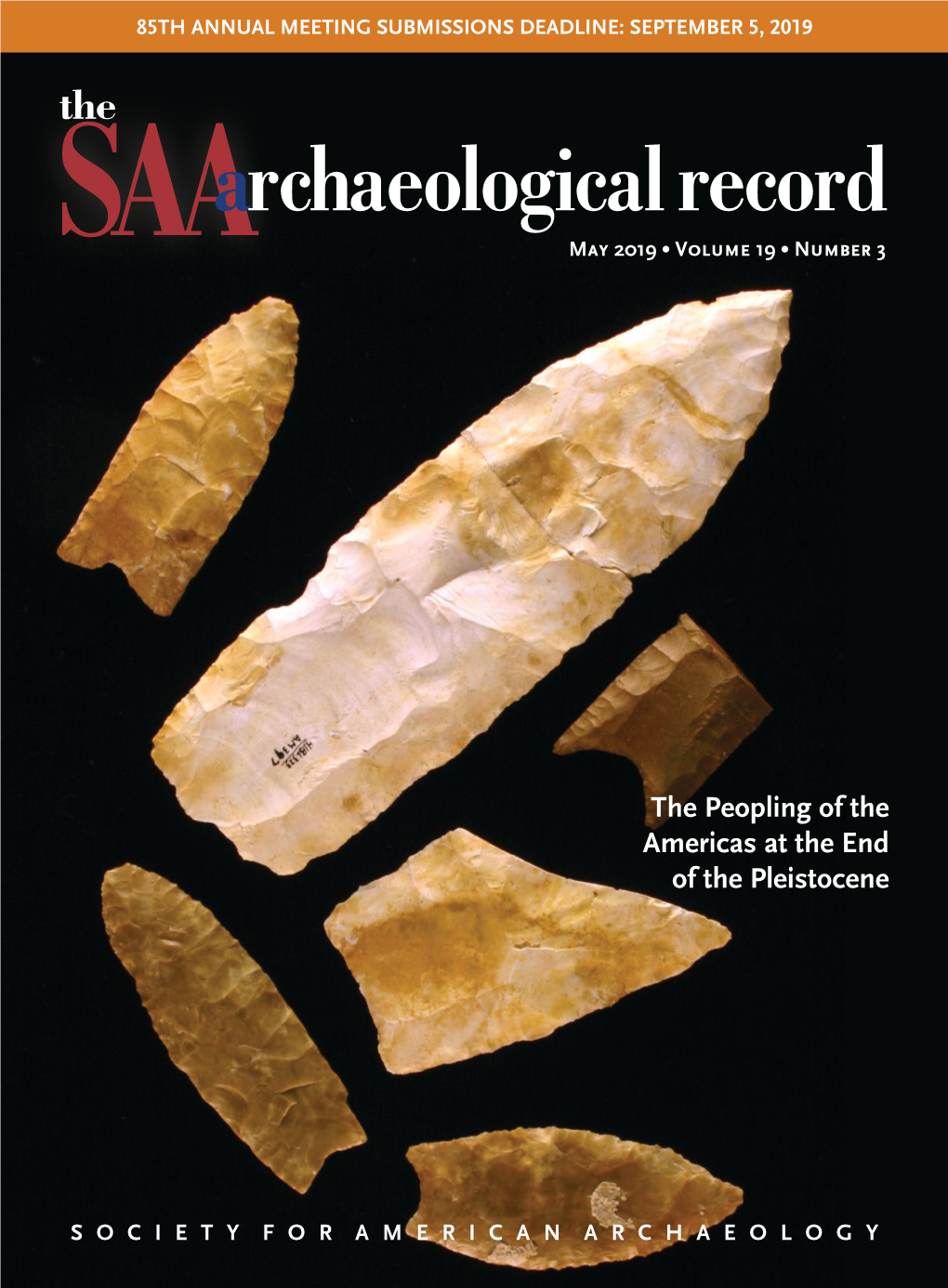 Saaarchaeological Record the Magazine of the Society for American Archaeology Volume 19, No