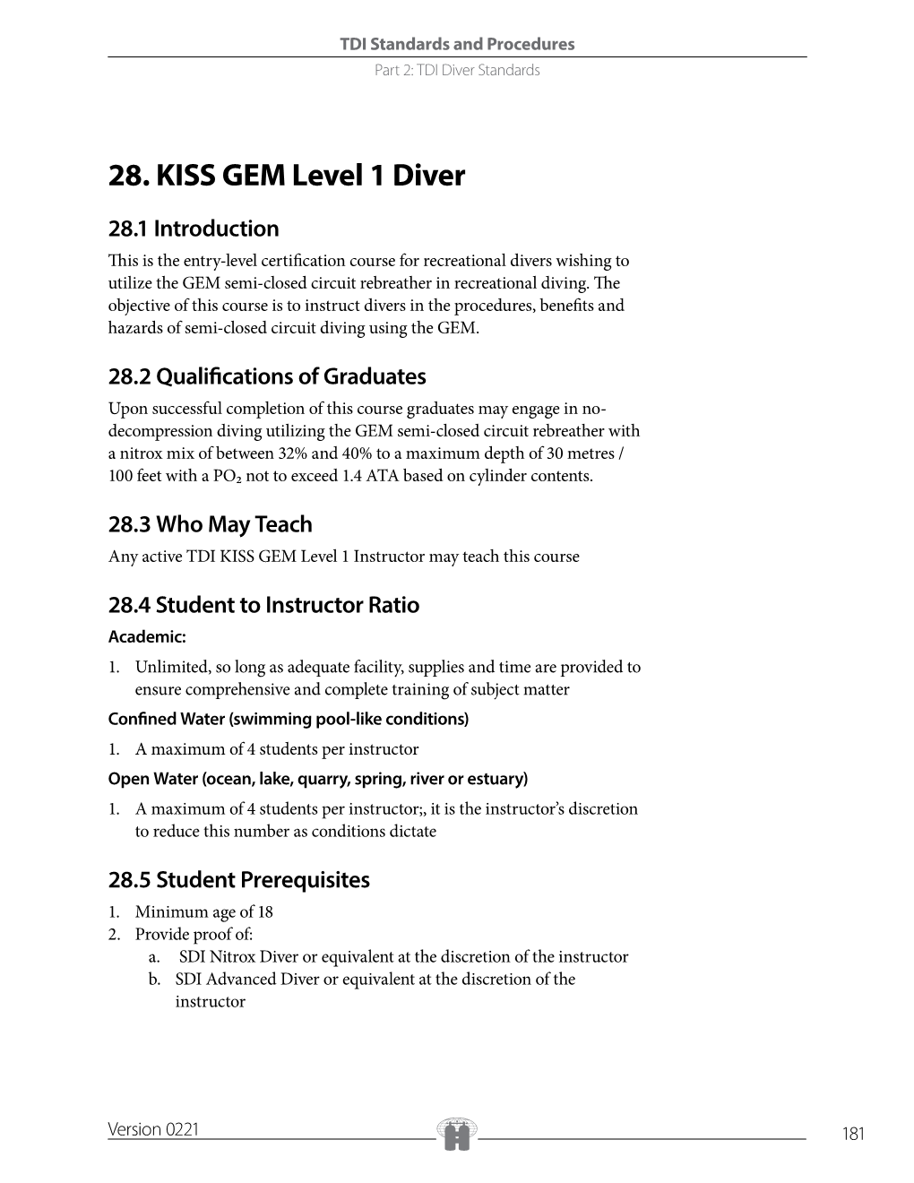 28. KISS GEM Level 1 Diver