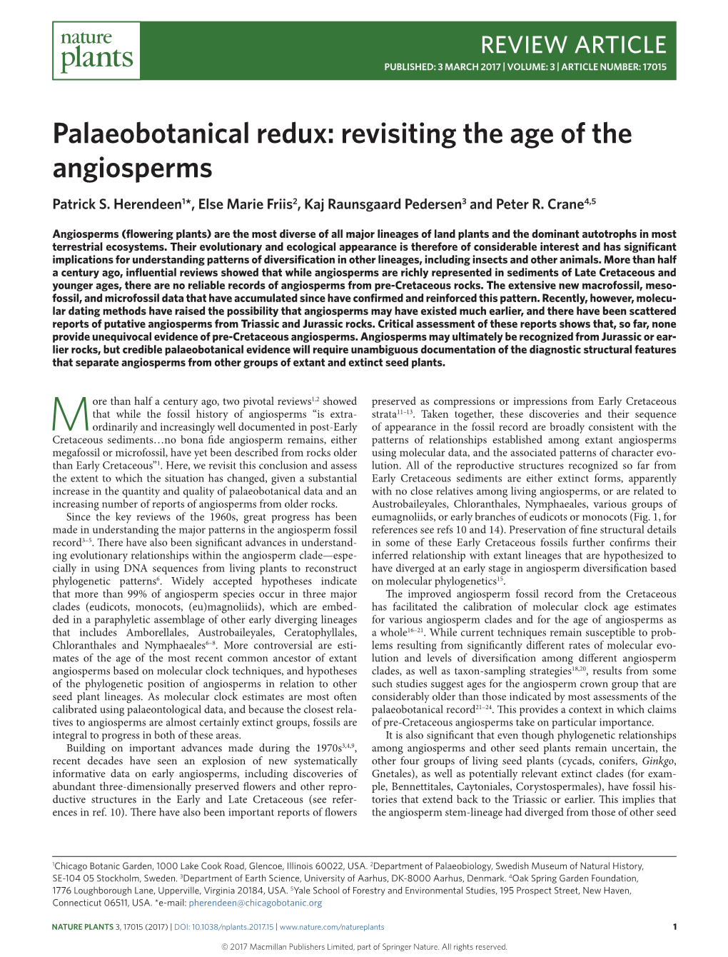 Palaeobotanical Redux: Revisiting the Age of the Angiosperms Patrick S