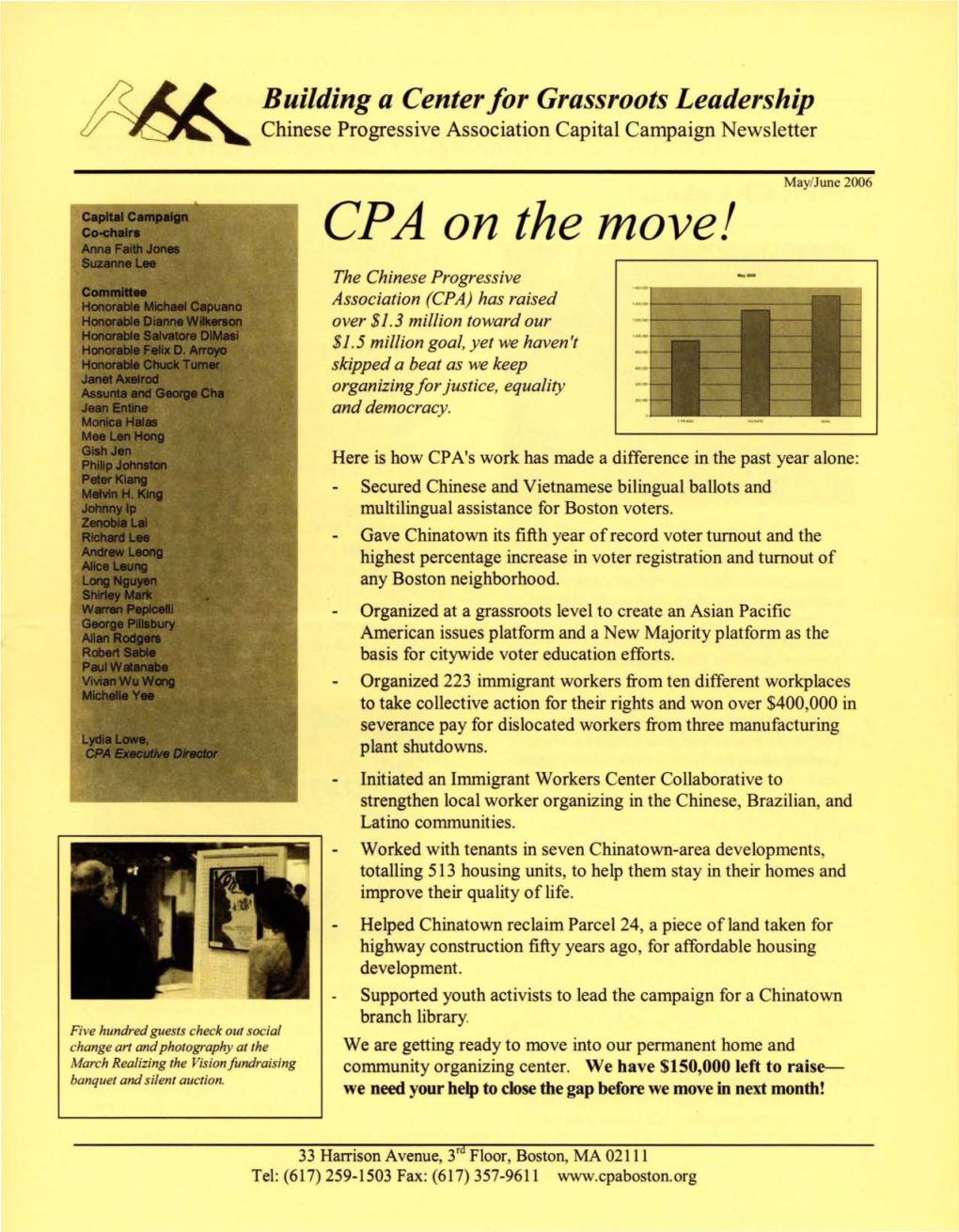Chinese Progressive Association Capital Campaign Newsletter