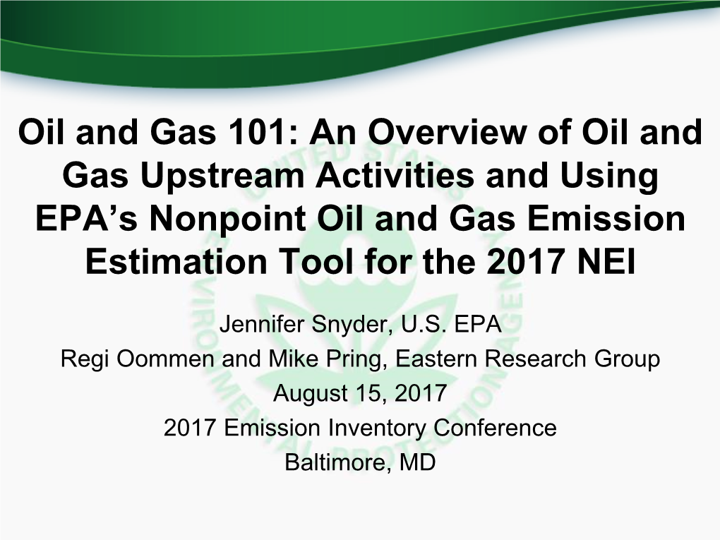 An Overview of Oil and Gas Upstream Activities and Using EPA's Nonpoint