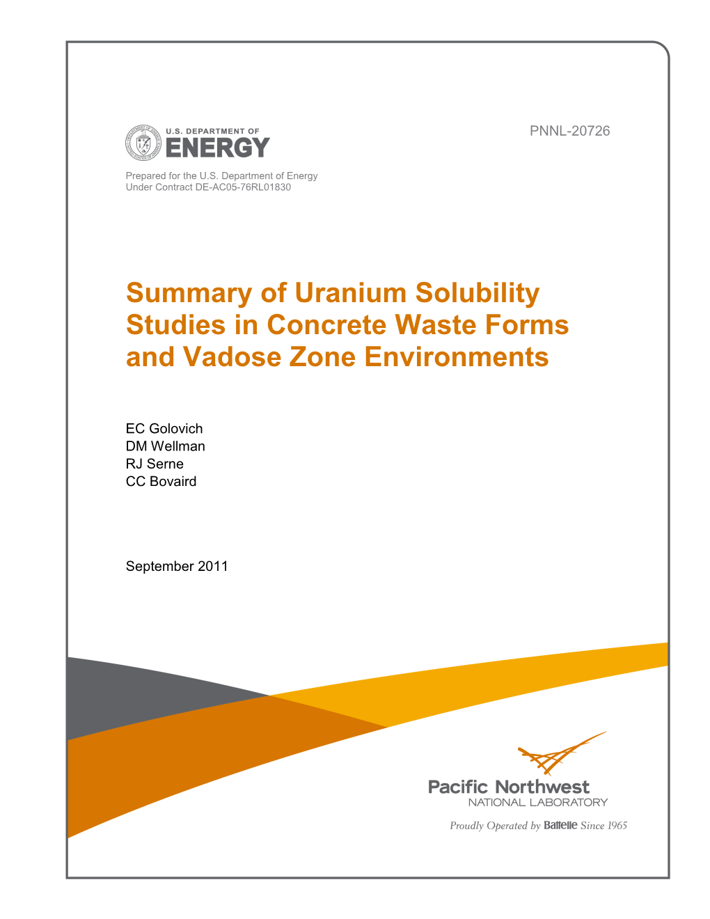 Summary of Uranium Solubility Studies in Concrete Waste Forms and Vadose Zone Environments