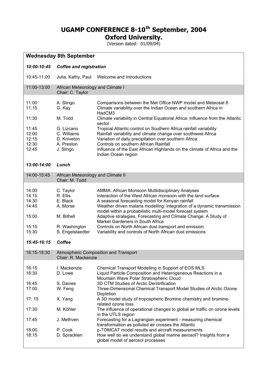 Conference Programme