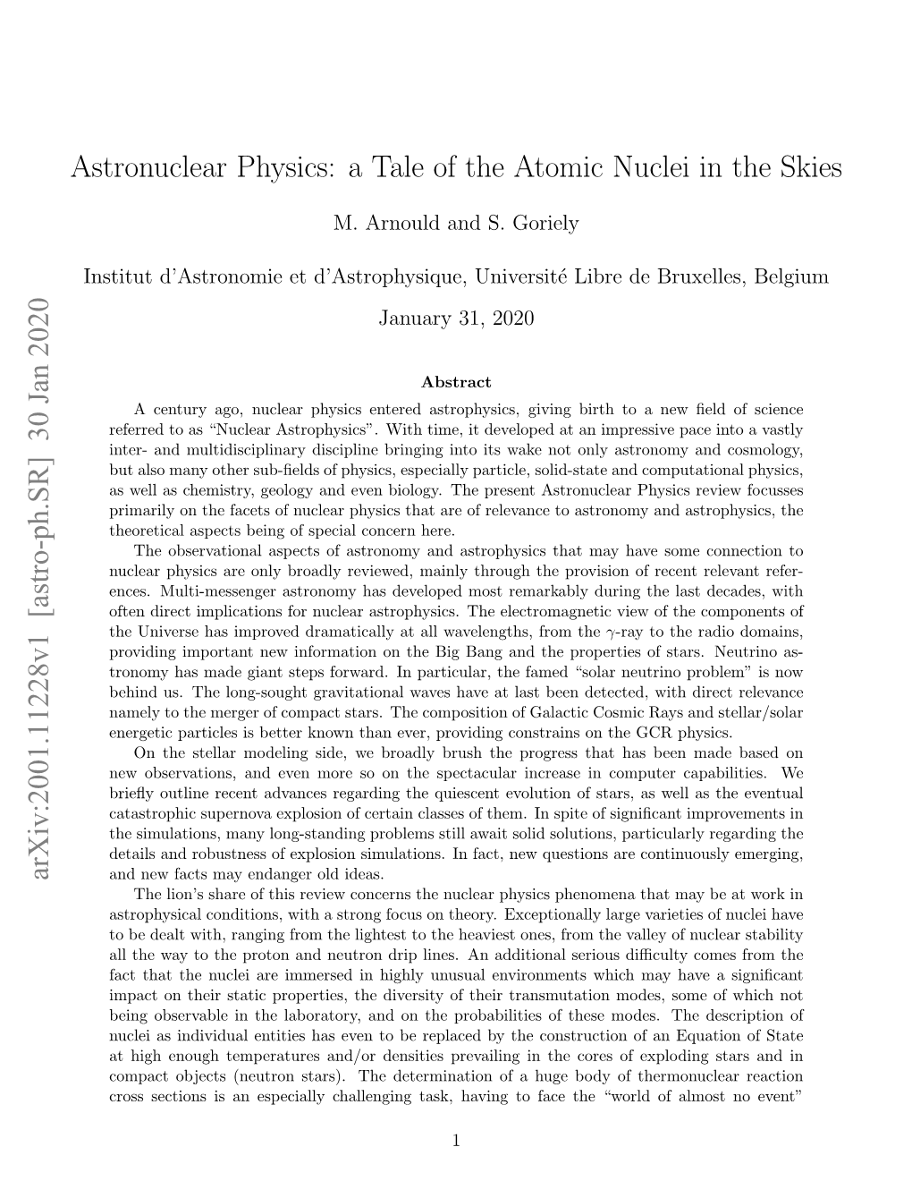 A Tale of the Atomic Nuclei in the Skies Arxiv:2001.11228V1