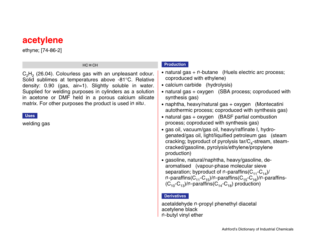 Acetylene Ethyne; [74-86-2]