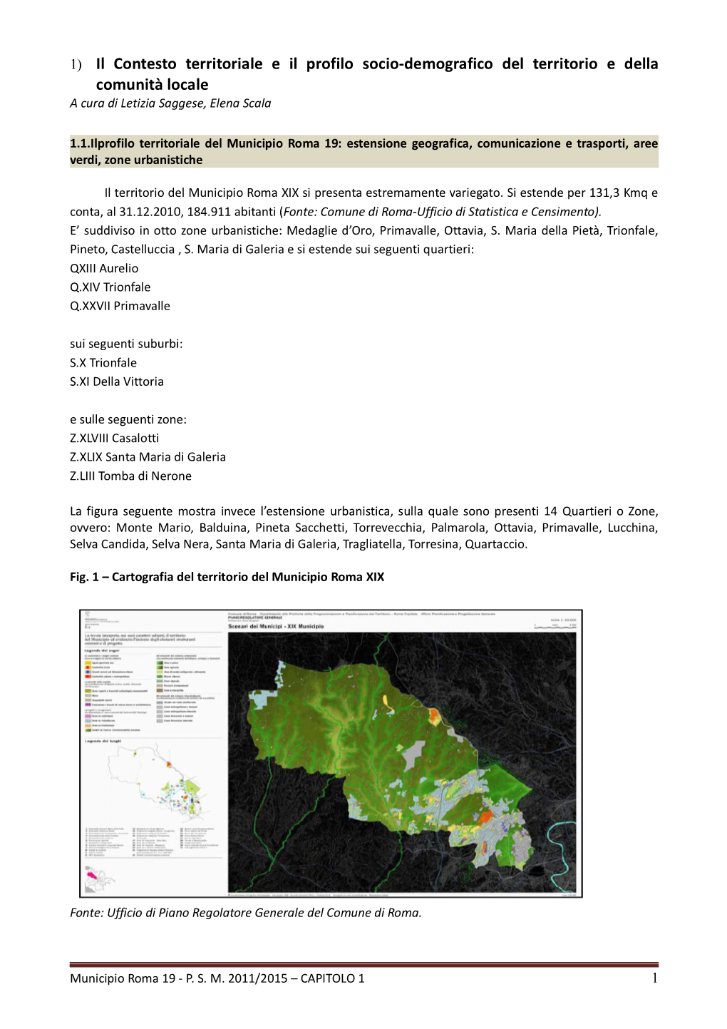 1) Il Contesto Territoriale E Il Profilo Socio-Demografico Del Territorio E Della Comunità Locale a Cura Di Letizia Saggese, Elena Scala